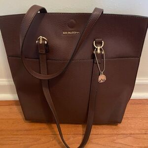 Big Buddha Vegan Faux Leather Brown Tote Shoulder Bag Purse Large Minimalist New